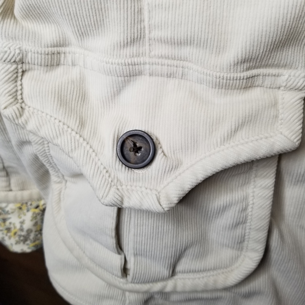 Vtg GAP Corduroy Stretch Calico Floral Lined Blazer Jacket Cream Sz 14 (Meduim) - Picture 6 of 16